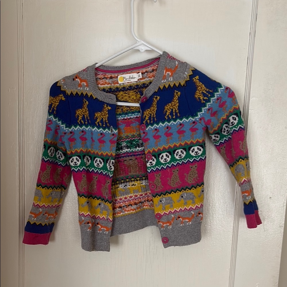 Multicolor Animal Knit Cardigan Sweater - Women's Vibrant Pattern